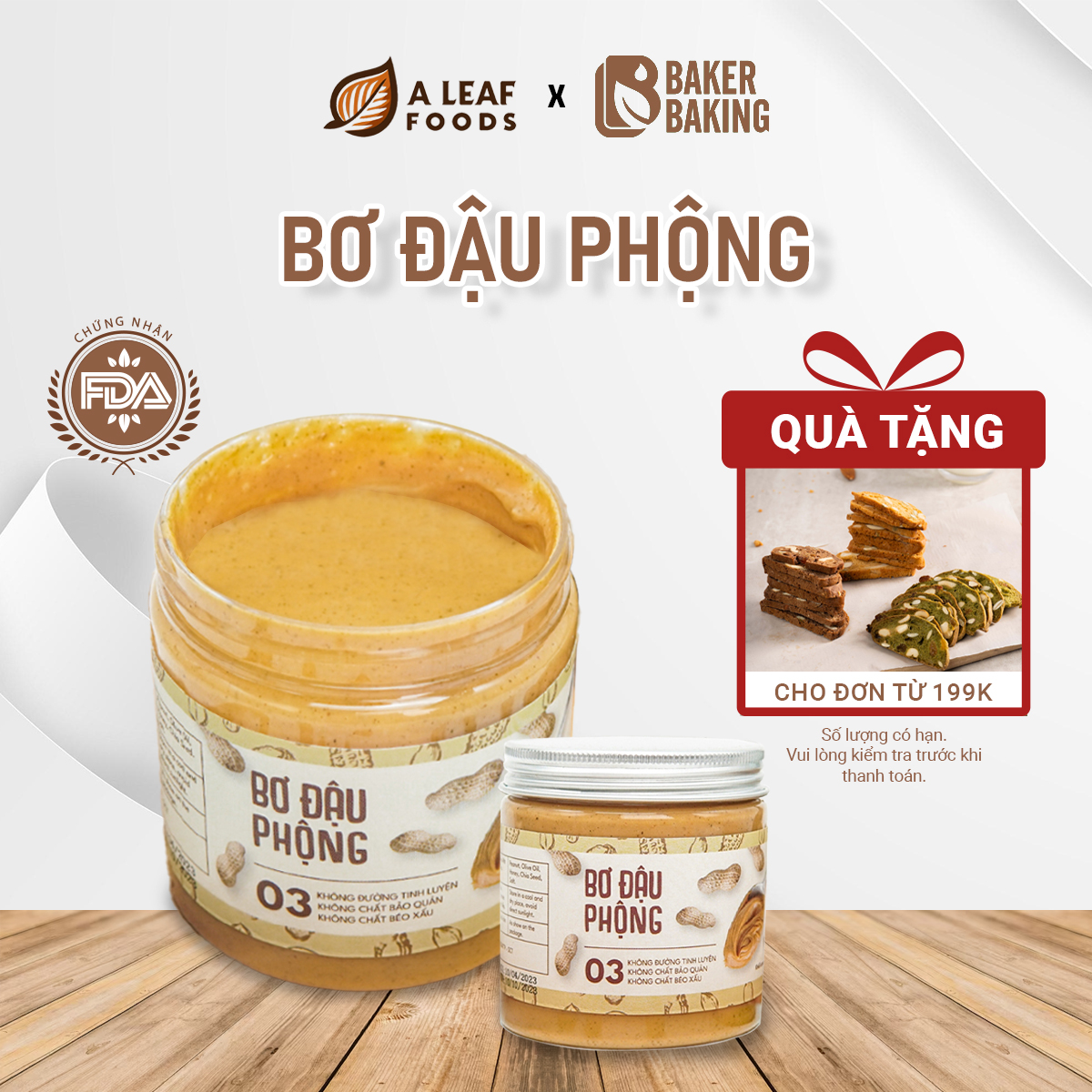 Bơ đậu phộng Baker Baking không đường, không chất bảo quản dành cho người ăn kiêng, healthy, eatclean