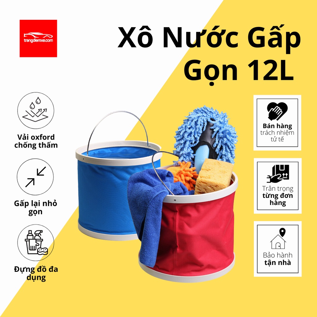 Xô gấp gọn đa năng xô nước gấp gọn rửa xe xô câu cá du lịch đa dụng trangdiemxe 6