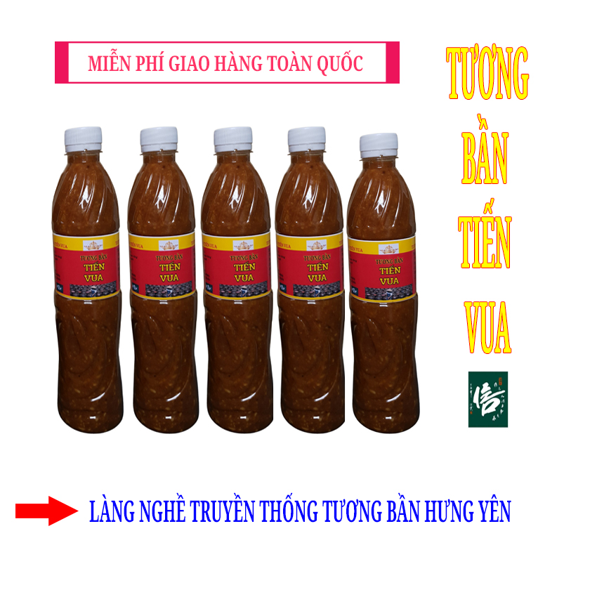 Combo 5 chai Tương Bần Tiến Vua - Đặc Sản Tương Bần Hưng Yên từ 100% gạo nếp cái hoa vàng, loại gạo quê sạch, đỗ tương và muối. Màu sắc óng vàng, hương vị đậm đà thơm ngon.