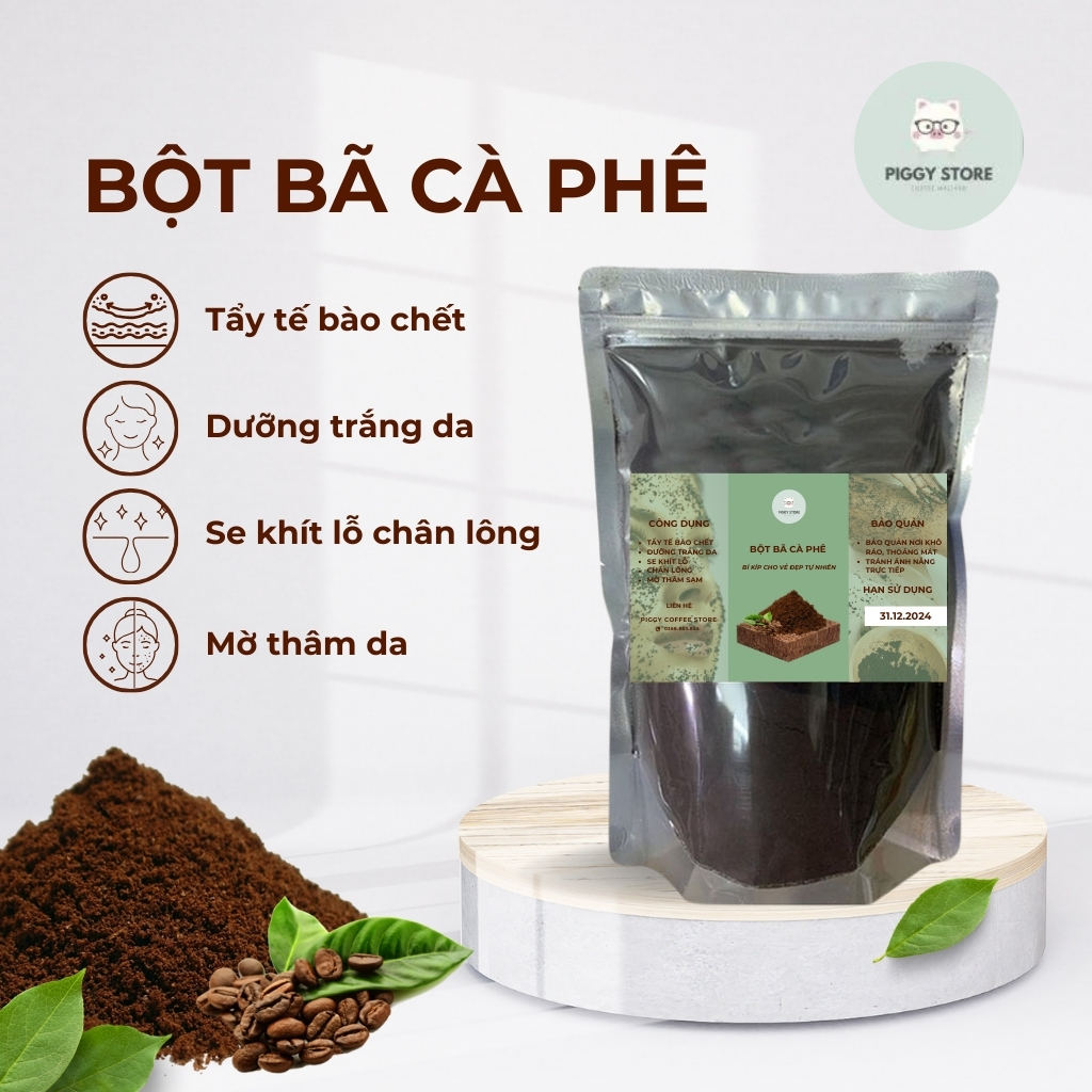 BỘT BÃ CÀ PHÊ đắp mặt, tắm trắng, tẩy da chết nguyên chất, cà phê mộc rang xay, chất lượng cao