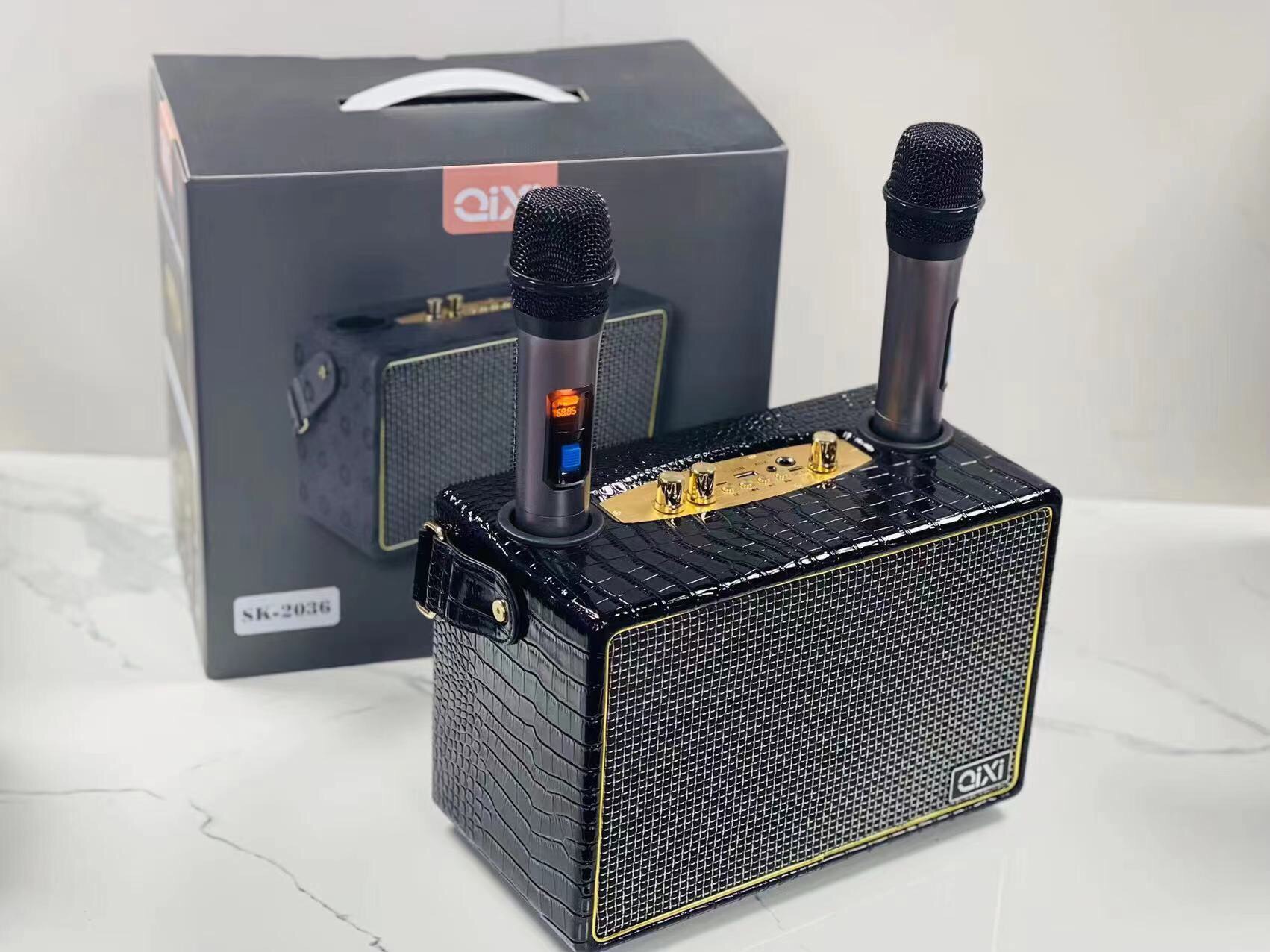 Loa Karaoke Cao Cấp SK-2036 Kèm 2 Mic Không Dây Cao Cấp, Công Suất Cực Lớn, Chất Âm Cực Tốt Đem Lại Những Bản Nhạc Karaoke Hay Nhất