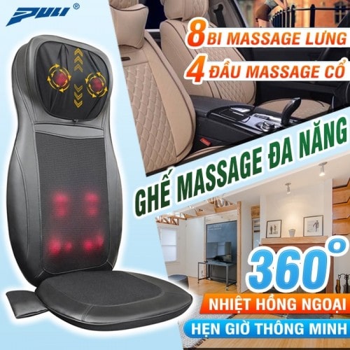 Ghế massage toàn thân, đệm massage lưng, nệm matxa lưng, đệm mát xa ô tô Puli PL-802B - 3 chế độ, 3 cường độ xoa bóp tùy chỉnh, dòng cao cấp| OKBUY