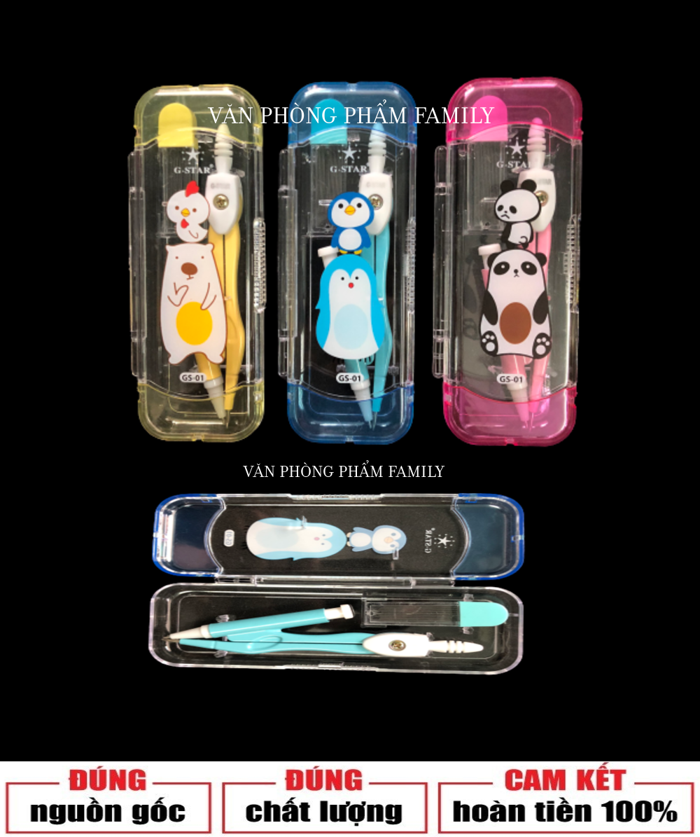 Compa chì bấm cao cấp G-STAR đựng trong hộp nhựa có nhiều hình dễ thương