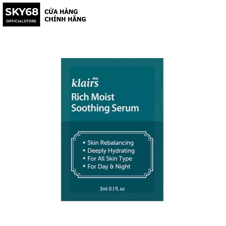 Tinh Chất Dưỡng Ẩm Sâu Klairs Rich Moist Soothing Serum 3ml