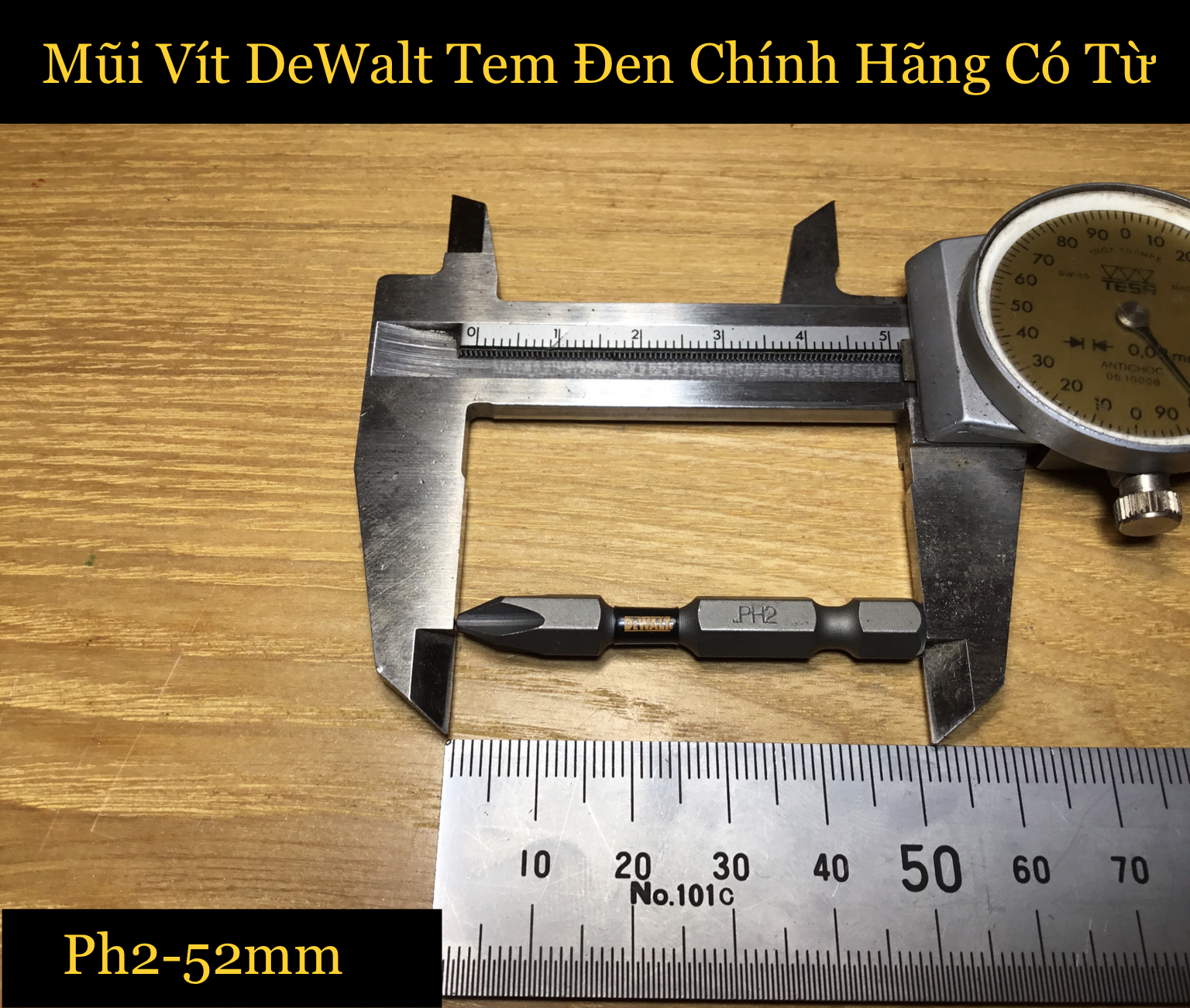 Mũi vít dewalt tem đen ph2 52mm