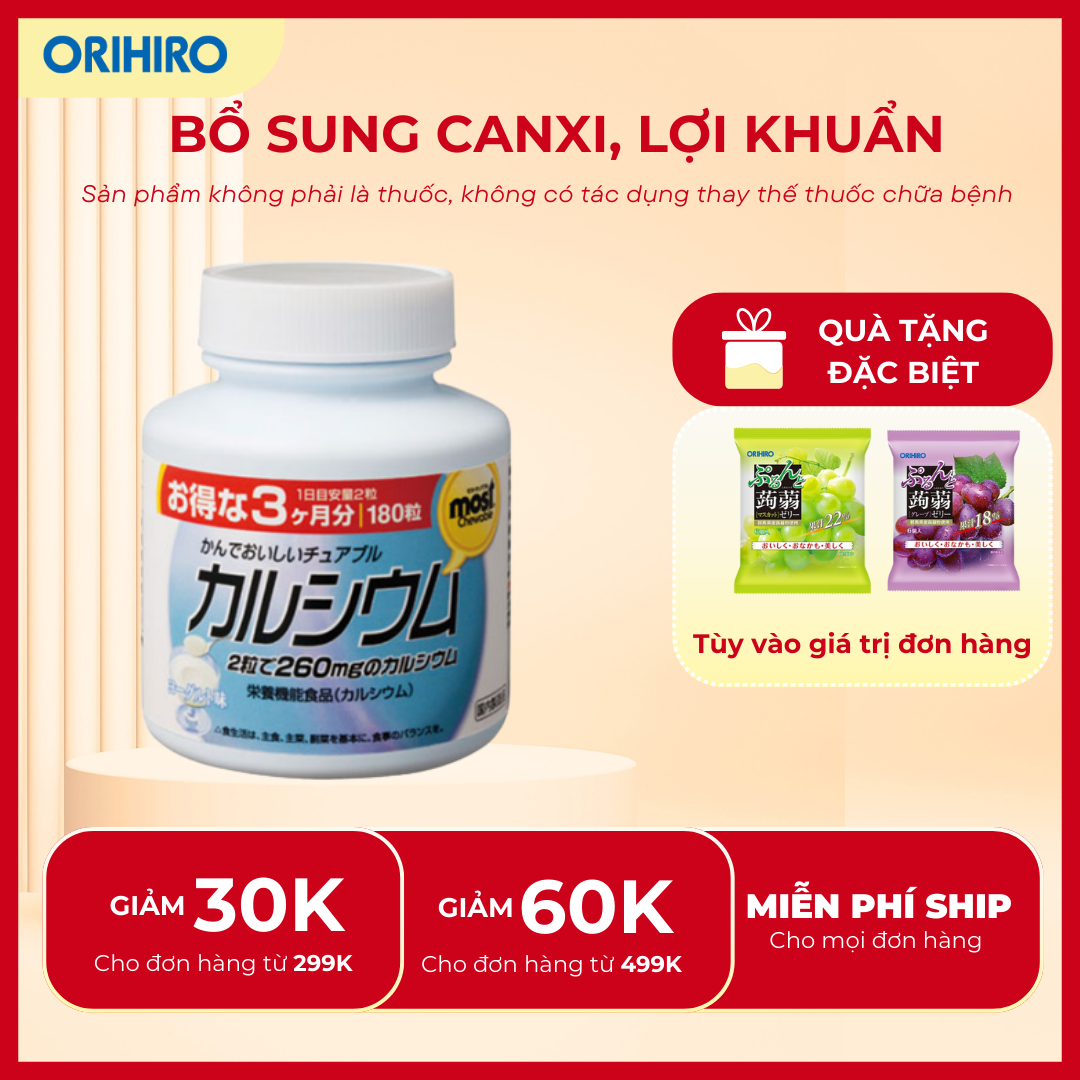 TPBSSK Viên Nhai Orihiro Vị Sữa Chua 180 Viên Hỗ Trợ Bổ Sung Canxi - ORIHIRO NHẬT BẢN CHÍNH HÃNG