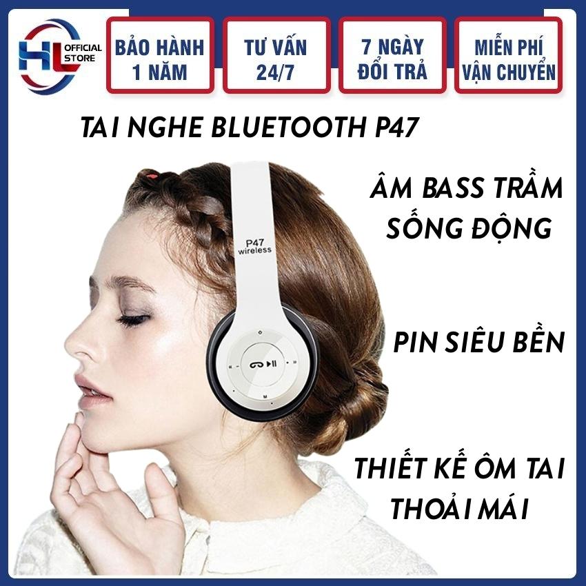 [FREESHIP] Tai Nghe Bluetooth Chụp Tai P47 Âm Thanh Trung Thực Sống Động HL11 Hỗ Trợ Cắm Thẻ Nhớ, Trang Bị Công Nghệ Chống Ồn - Phụ Kiện H&L