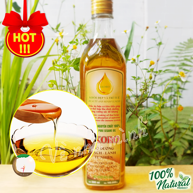 Dầu mè vàng hữu cơ nguyên chất ép lạnh akoro 500ml 100% tự nhiên từ thực vật , về nhà mình shop