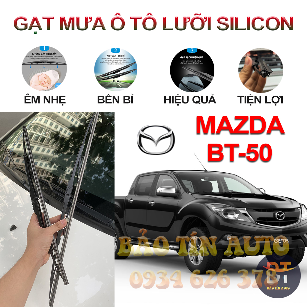 [Mazda BT-50] Gạt nước mưa xe ô tô bán tải Mazda BT50 , lưỡi gạt mưa oto silicon, gạt mưa xe hơi oto 4,5,7 chỗ, chổi gạt mưa trước hãng xe mazda