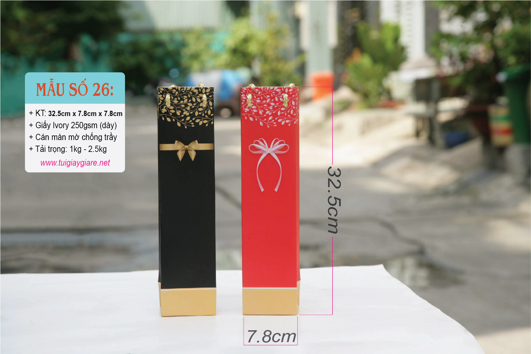 25 cái Túi số 26 - Túi giấy Tết đựng rượu vang đựng mật nho 750ml,rượu vảy vàng, quà tặng