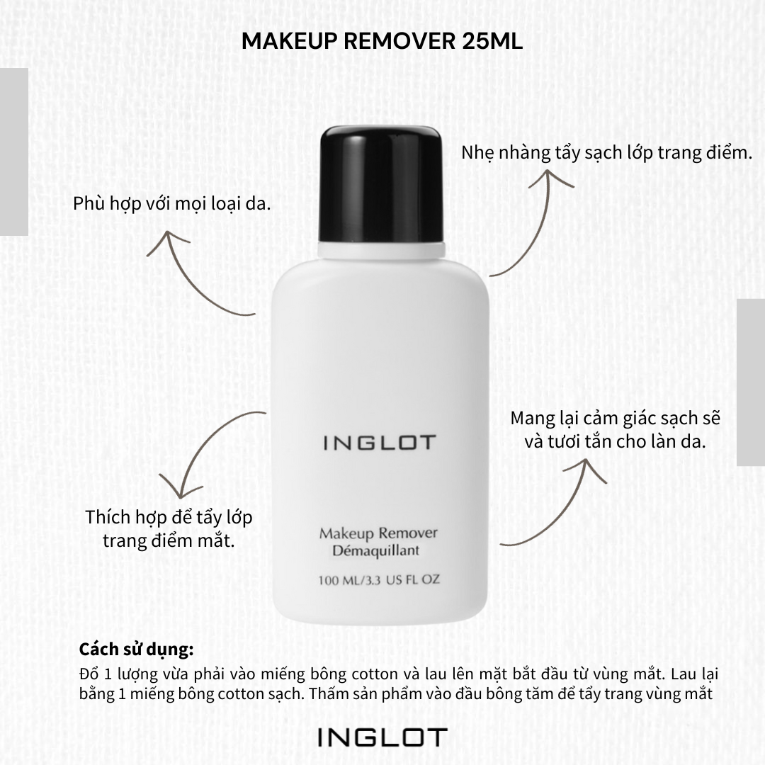 Tẩy trang làm sạch da Face Makeup Remover Waterproof INGLOT