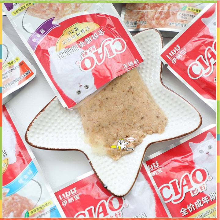 Pate Ciao cho mèo gói 60g thơm ngon, dinh dưỡng vị gà cá ngừ