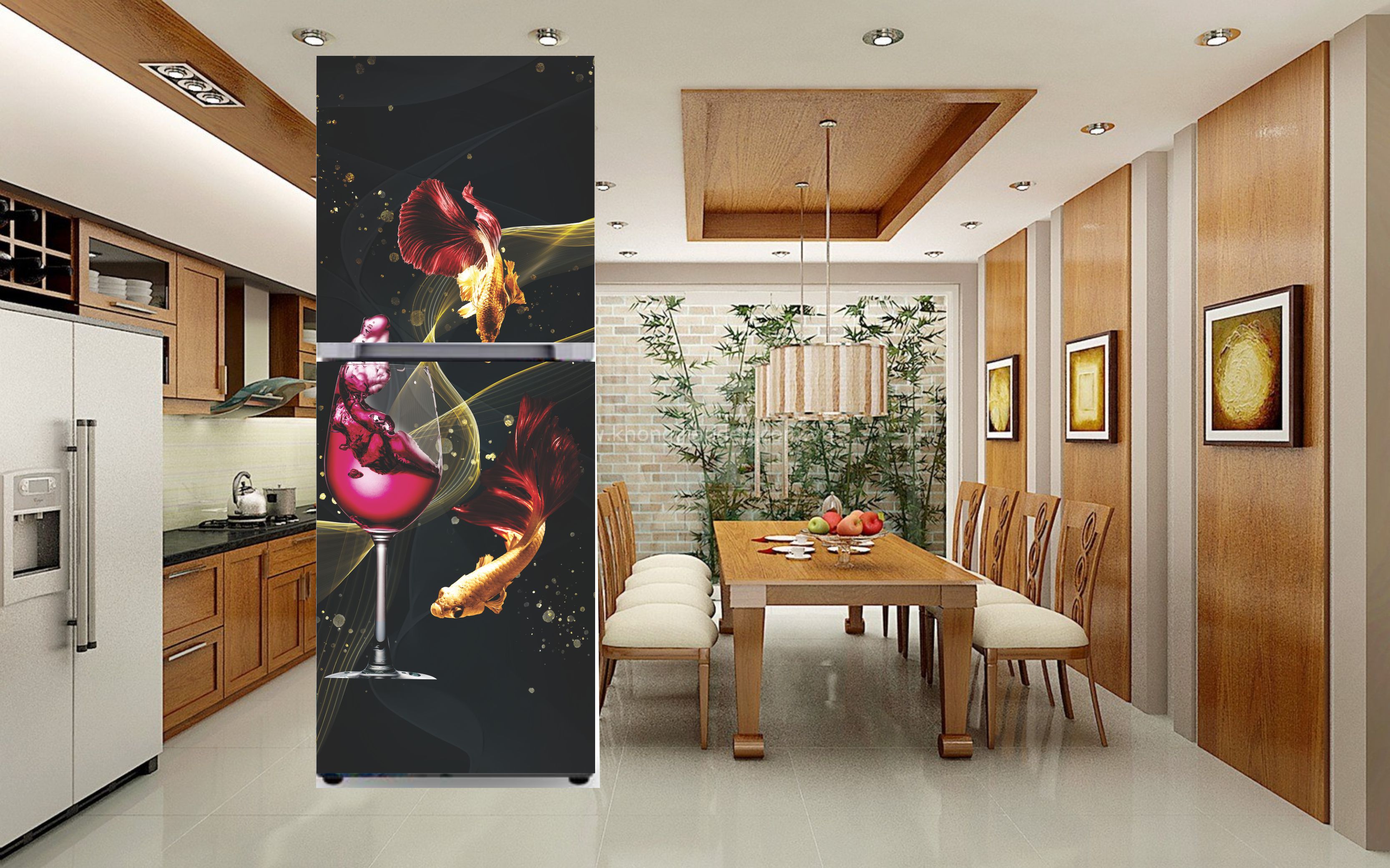 Decal dán trang trí tủ lạnh cao cấp - miếng dán tủ lạnh cao cấp chống thấm nước