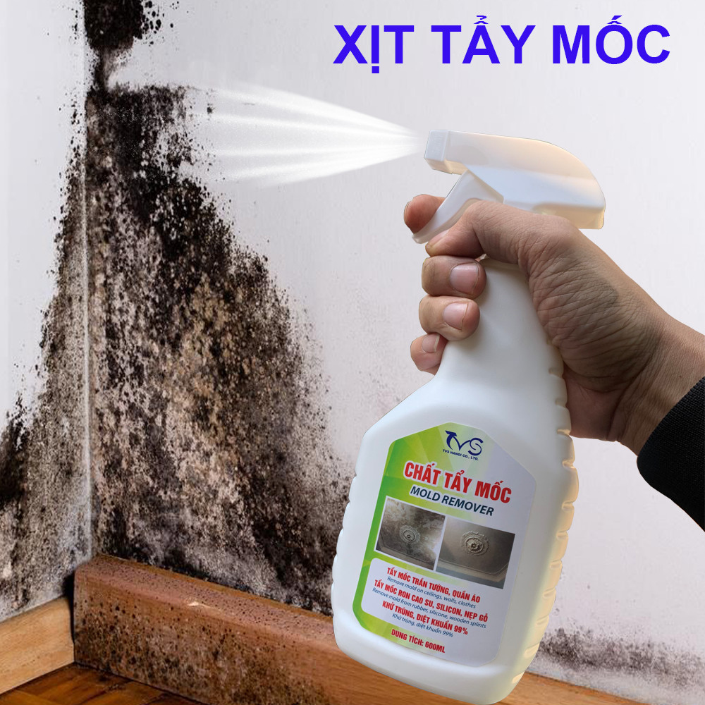 Bình xịt tẩy nấm mốc tvs 600ml loại mạnh, bình xịt tẩy mốc tường, trần, roang cao su, gỗ, nhựa, trên mọi chất liệu, khử trùng diệt khuẩn