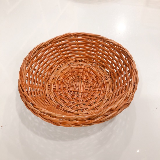 Khay tròn, đĩa tròn mây tế trang trí đường kính 14 cm, đựng kẹo, hạt bí, hạt hướng dương