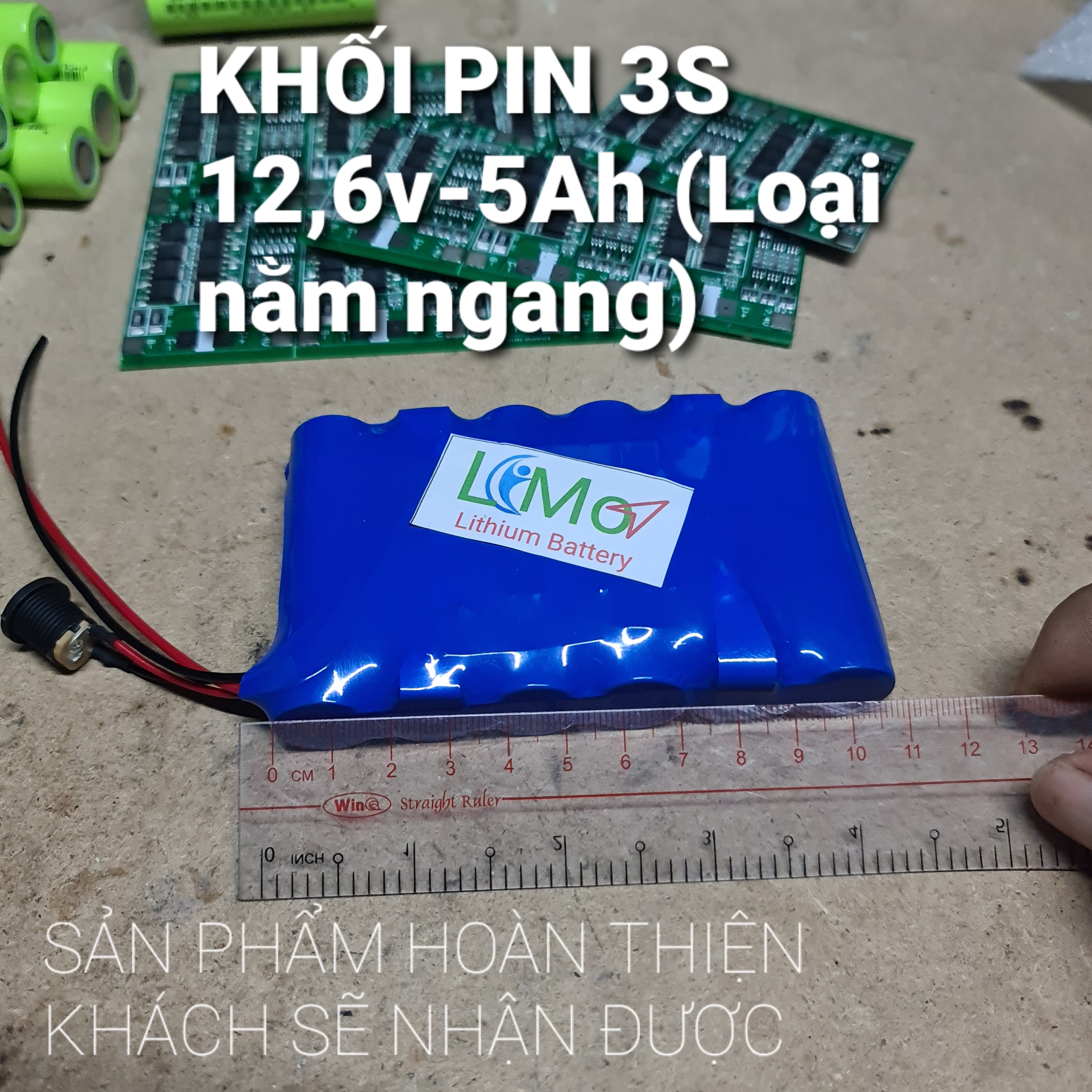 Khối pin 3s 12v - 5Ah. (Mua 2 khối tặng sạc zin). Khối pin 3s gồm 6 cell pin Lithium 18650 dòng xả cao chuyên dùng cho máy khoan pin, máy cắt mài cầm tay và các thiết bị chạy 12v dòng cao - LIMO