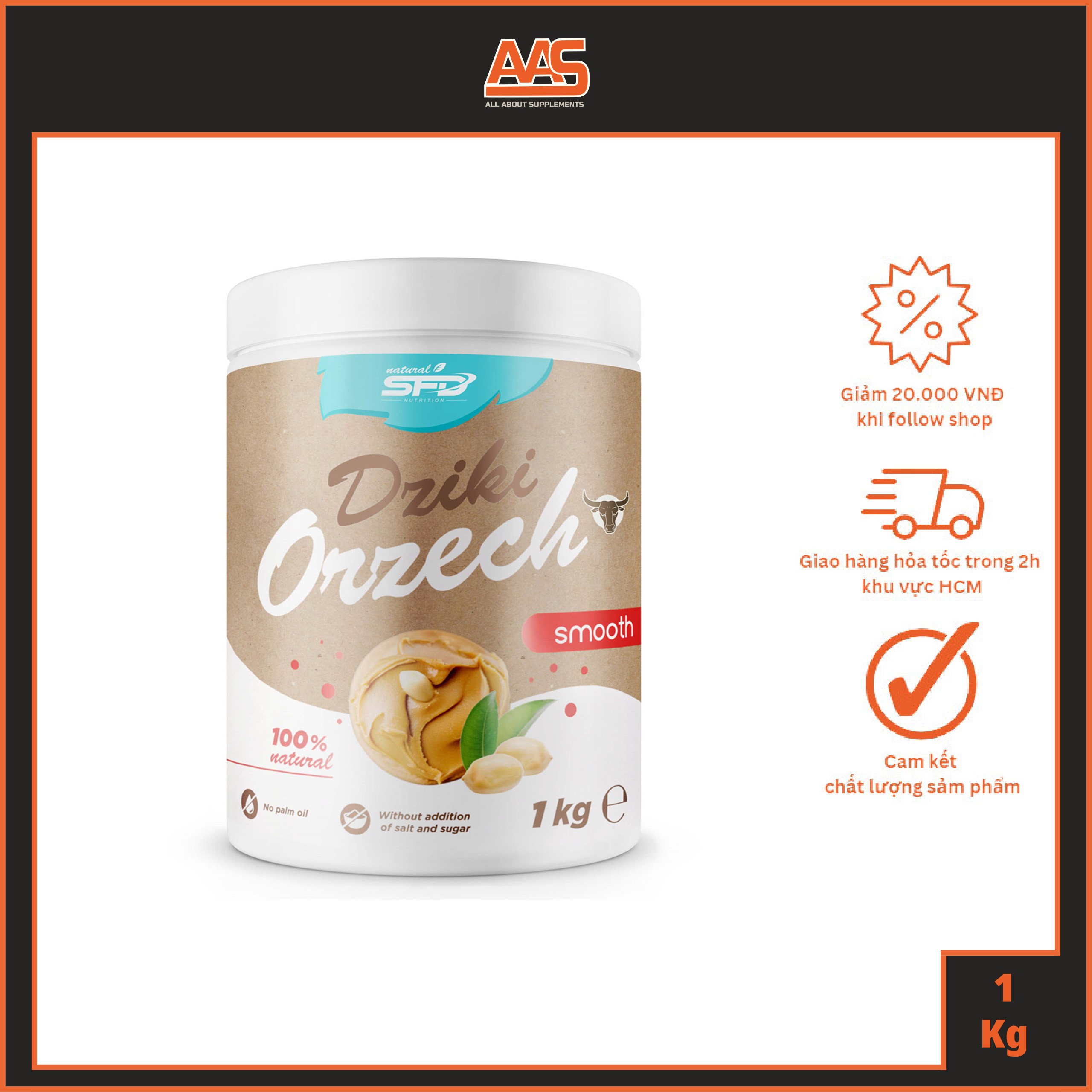 FOOD - SFD NUTRITION - DZIKI ORZECH - 1KG - Bơ đậu phộng từ Ba Lan
