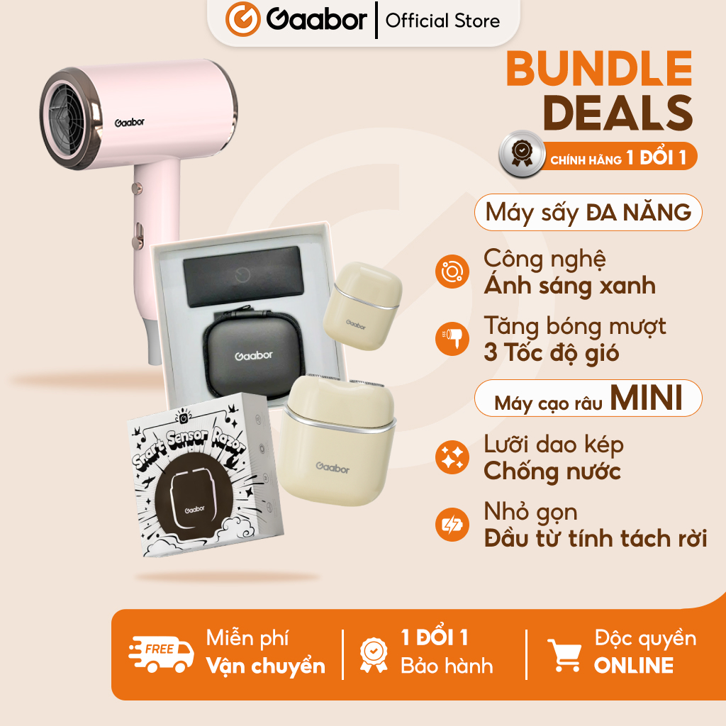 Combo 332 Máy sấy tóc ánh sáng xanh 3 tốc độ gió N1000D và máy cạo râu chống nước IPX 7 màu be ER-T01C - Bảo hành 1 đổi 1