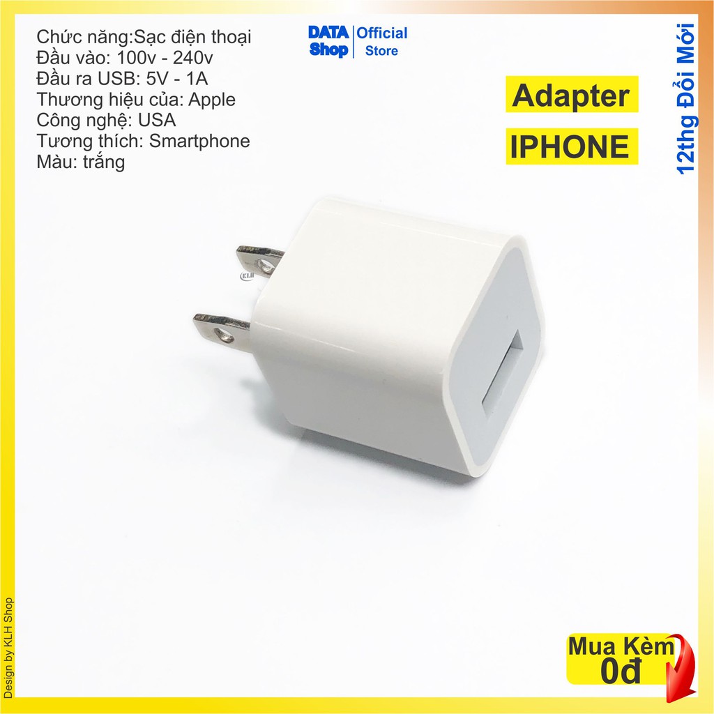 Củ Sạc Nhanh Iphone Vuông Tiêu Chuẩn Apple Eu Usa21 Cóc Sạt Cho Ipad Iphone 5 6 7 8 X 11 12 - 5V 1A