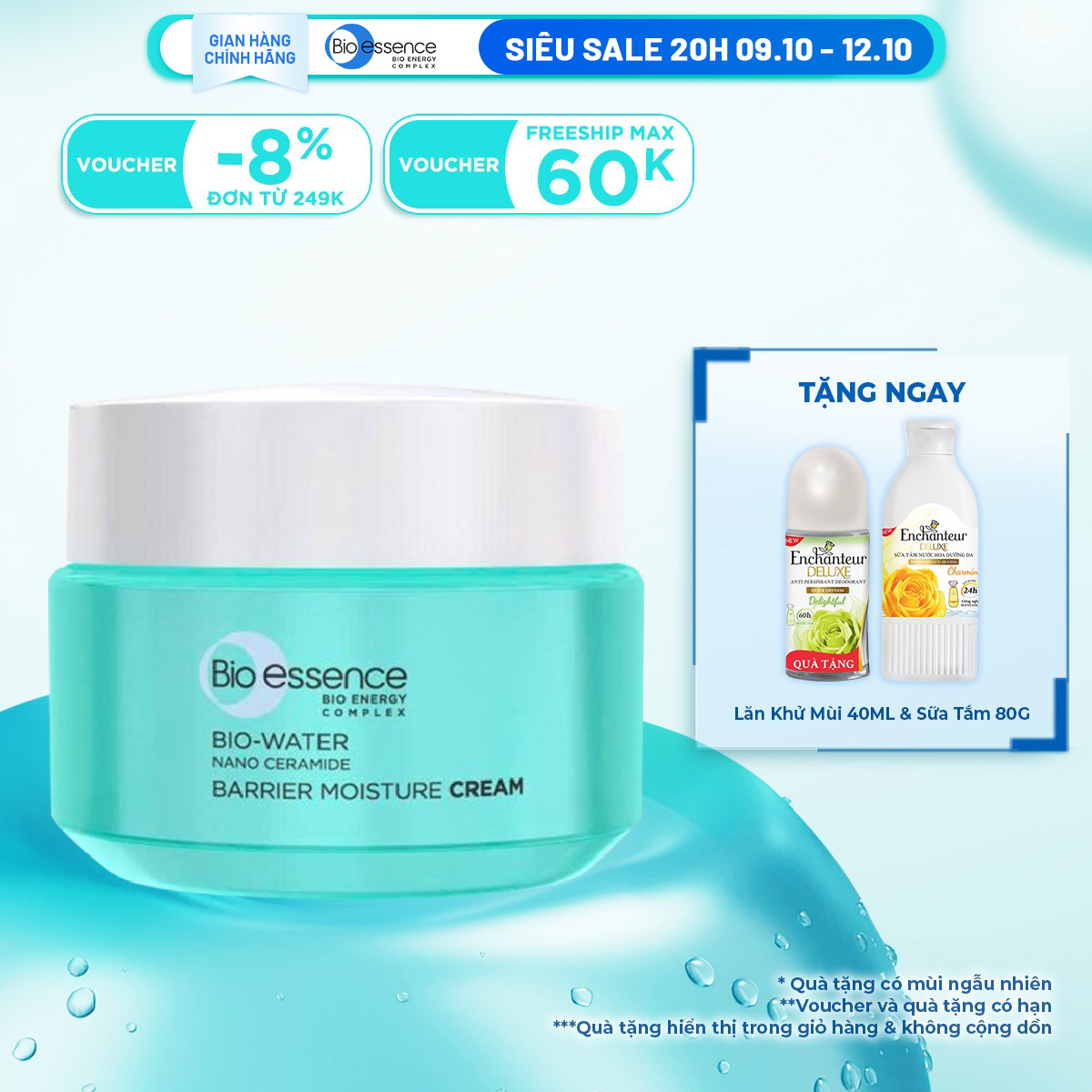 Kem dưỡng ẩm dạng gel mỏng nhẹ 9X Nano Ceramide Complex Bio-essence 30g giúp thẩm thấu nhanh  hỗ trợ làm dịu da 30g
