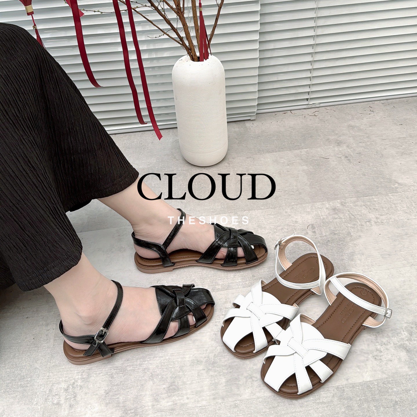 Giày sandal xinh, mũi đan cao 1cm dễ mang cho nữ Cloud The Shoes