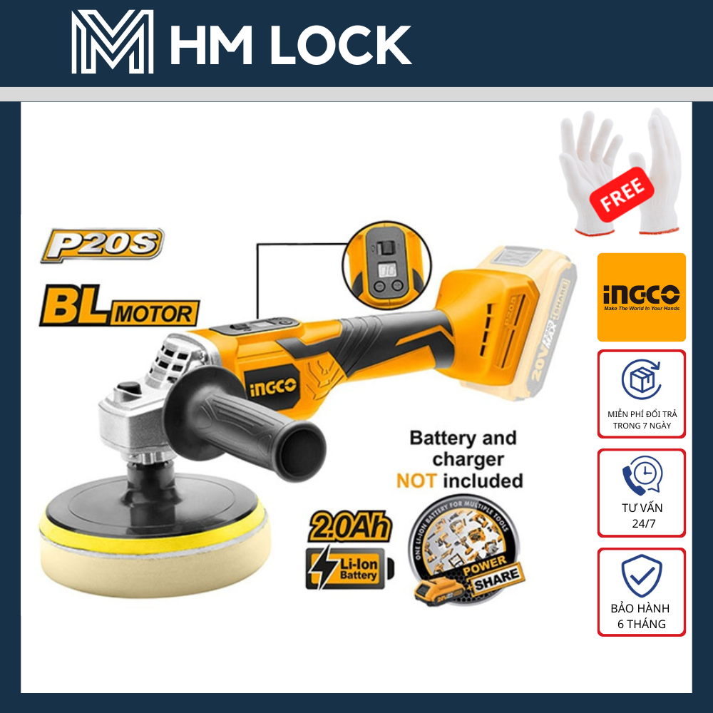 MÁY ĐÁNH BÓNG DÙNG PIN 20V INGCO 150MM - HÀNG CHÍNH HÃNG - APLI2001 - HM LOCK