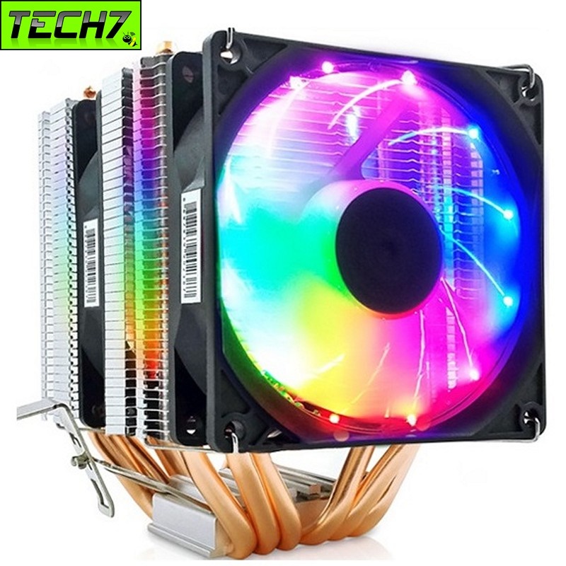 Quạt tản nhiệt CPU Led rainbow 6 ống đồng MX6 lõi đồng nguyên chất cho máy tính