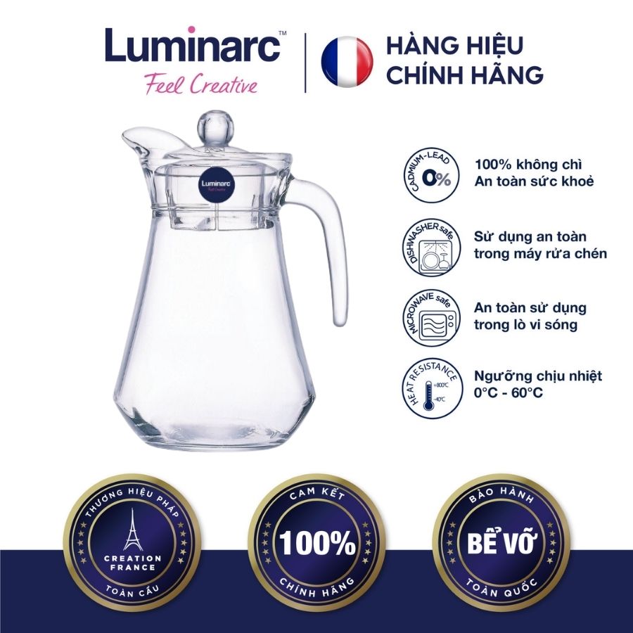 Bình nước thuỷ tinh luminarc arc 1l - lubig2635