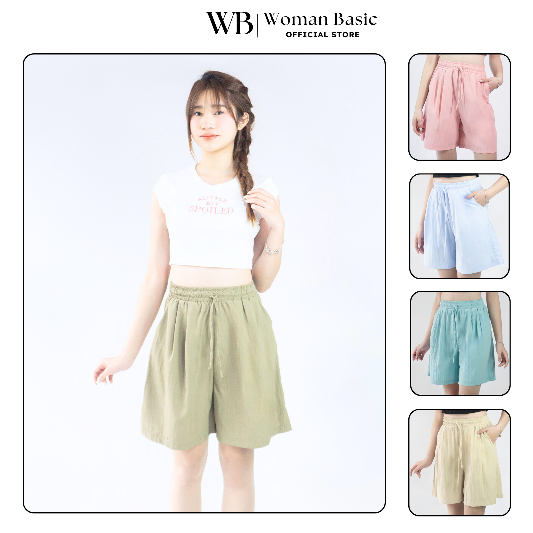 Quần Short Nữ WOMAN BASIC Bigsize Lưng Chun Co Giãn Ống Rộng Có Túi, Quần Đùi Nữ Vải Gió Nhăn Cạp Cao Tôn Dáng Trẻ Trung Năng Động SH24