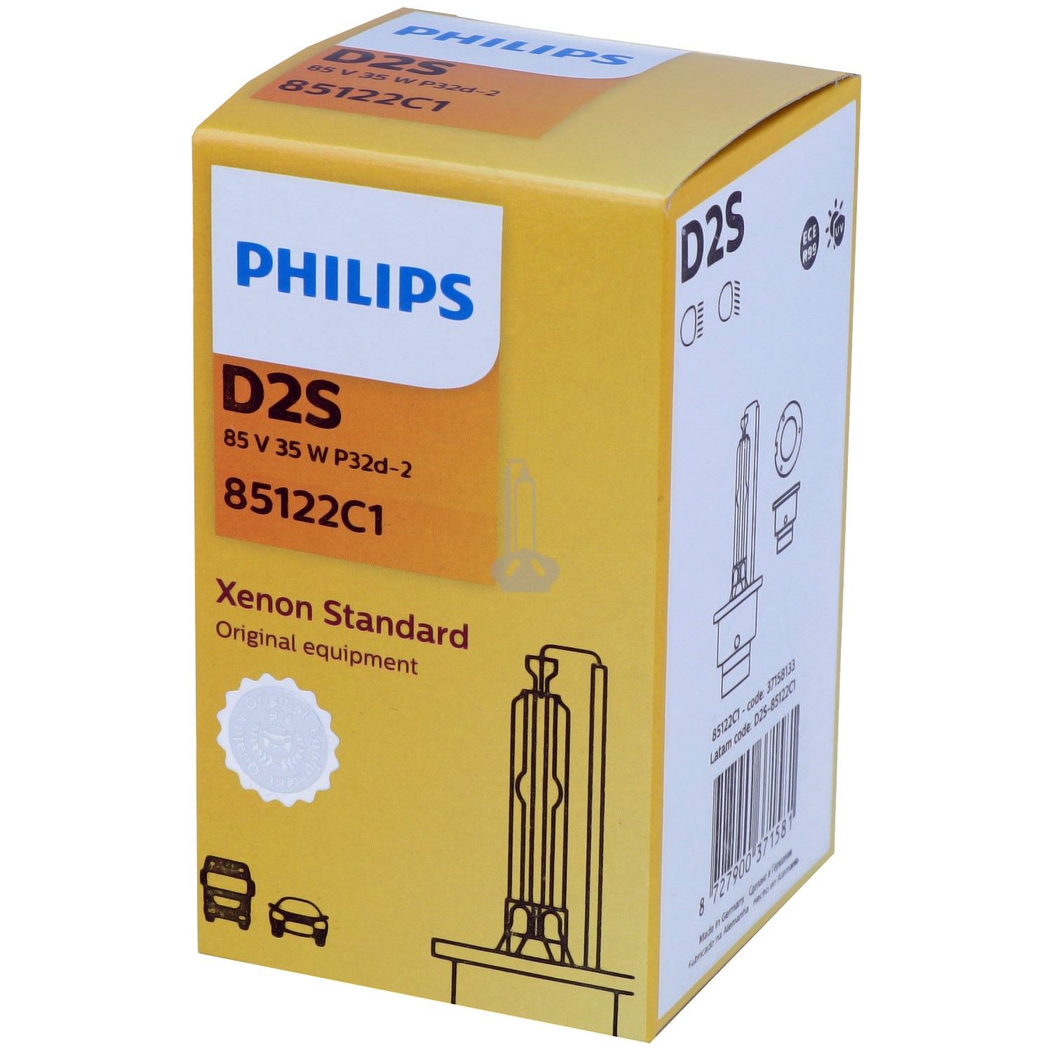 Bóng đèn ô tô philips bóng đèn xe hơi philips xenon d2s 85122c1 4200k 85v chân p32d-2 sáng trắng ấm