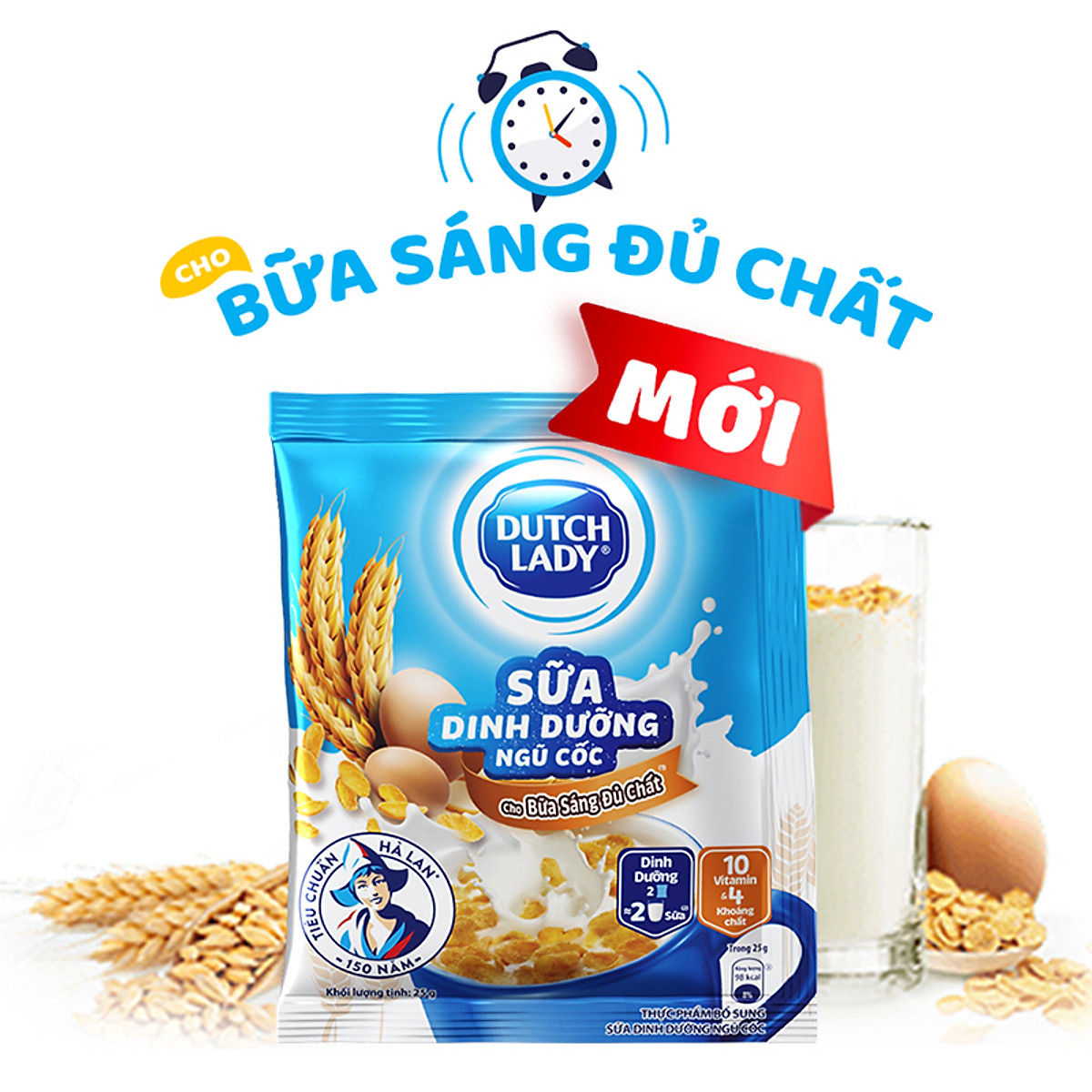 SỮA NGŨ CỐC DINH DƯỠNG (30 GÓI) DUTCHLADY - BỮA ĂN SÁNG ĐỦ CHẤT - 30 GÓI x 25g