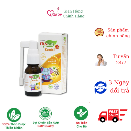 Xịt Họng Keo Ong Fitolabs Keobi xịt miệng cho bé giúp làm sạch, giảm vi khuẩn, dịu mát họng, hô hấp khỏe Lọ 15ml-LTshopp