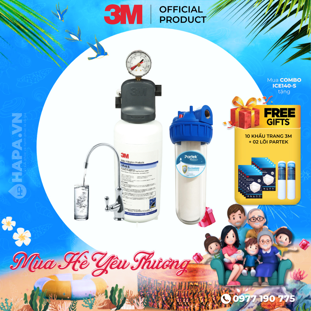 Máy lọc nước 3m ice140-s hf40-s chuẩn uống trực tiếp từ vòi, không nước thải, không điện, nhập khẩu mỹ - hàng chính hãng 3m