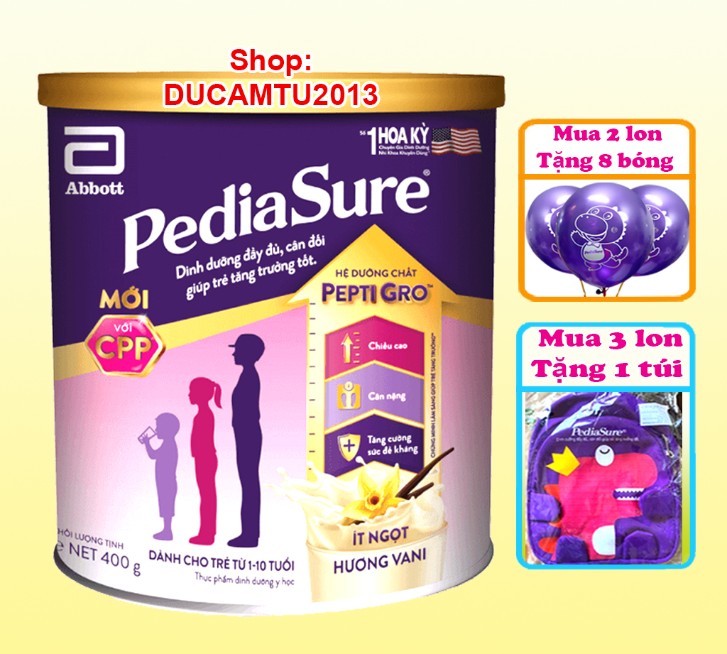 Sữa bột pediasure 400g hương vani hsd 2025