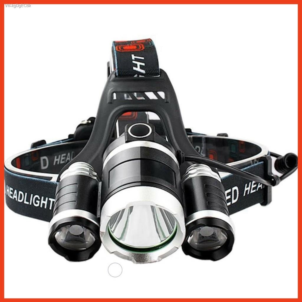 Đèn Pin Đội Đầu 3 Bóng Led T6 💥Siêu Sáng💥 - Kèm 2 Pin Kèm Sạc