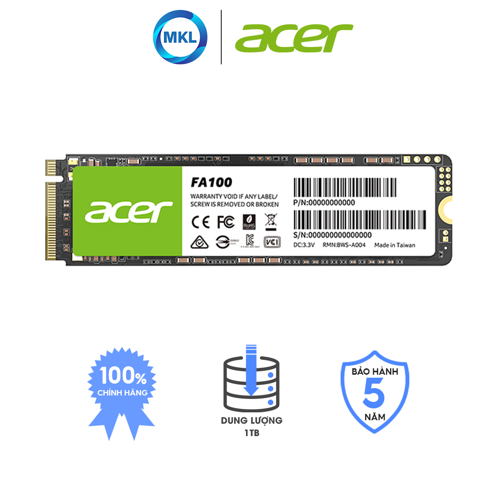 Ổ cứng SSD Acer FA100 M.2 NVMe PCIe Gen3 dung lượng đến 2TB