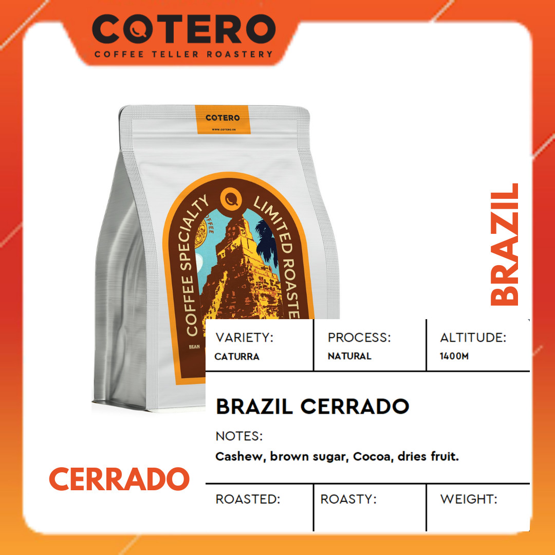 Cà Phê Hạt Specialty Brazil Cerrado Natural - COTERO Coffee, pha Drip, Coldbrew, Espresso... vị chocolate, caramel, nuts