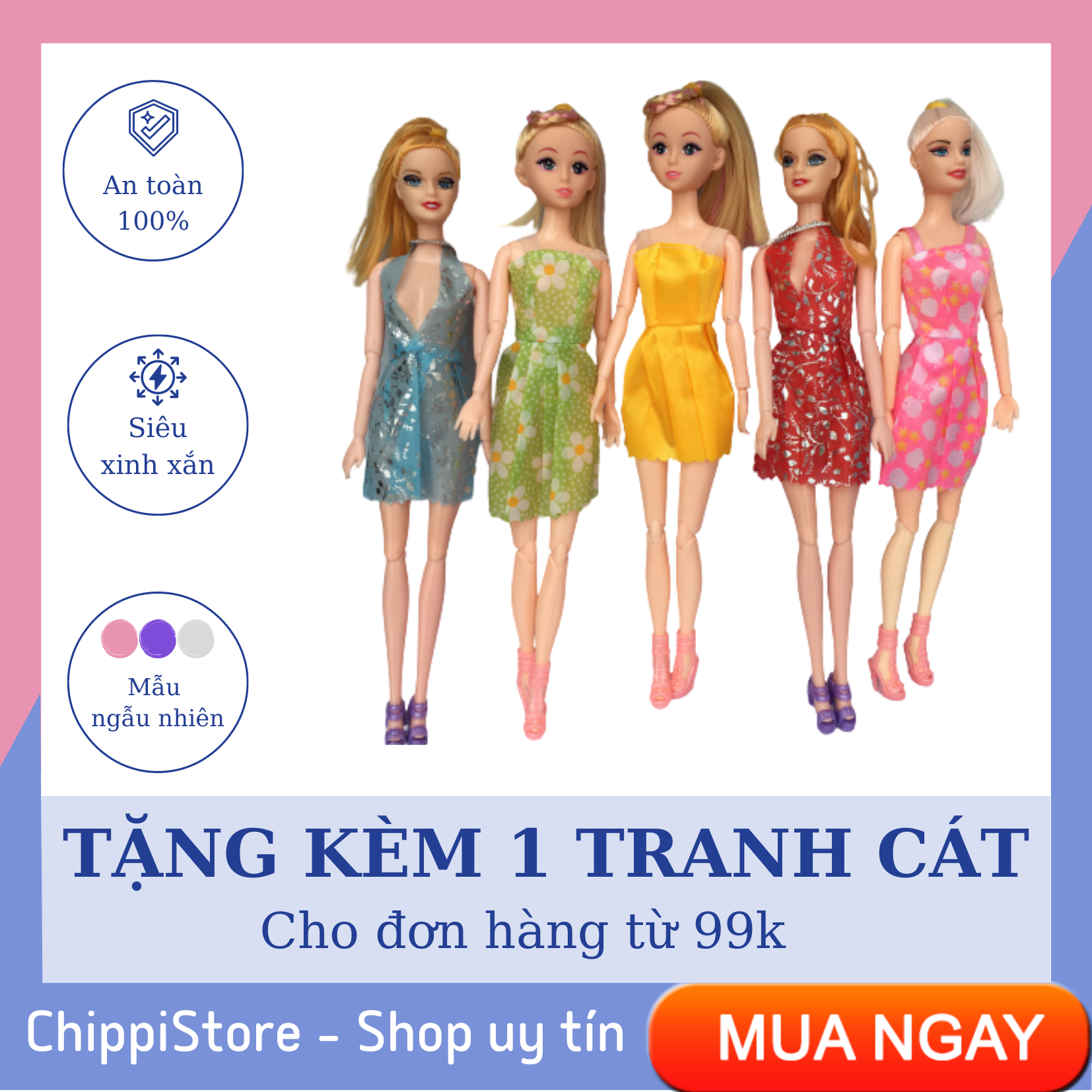 Đồ chơi búp bê Barbie cao 30cm cho bé, búp bê nữ chân tay khớp xinh đẹp