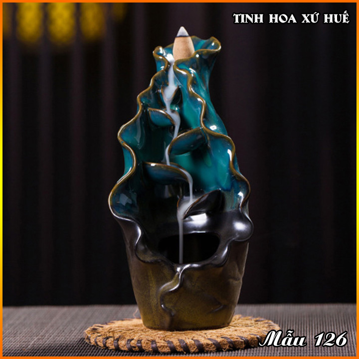 Thác khói hương trầm Tân Nguyên, thác khói trầm hương, thác khói chảy ngược hình thác nước màu xanh cao 20cm