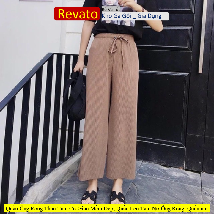Quần ống rộng thun tăm co giãn mềm đẹp, quần len tăm nữ ống rộng, quần nữ ống rộng, phong cách hàn quốc