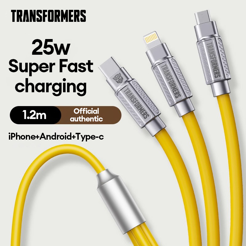 Cáp dữ liệu ủy quyền ba trong một Transformers A03, cáp sạc điện thoại di động phù hợp với Apple loại c, Android, cáp sạc nhanh ba trong một, cáp dữ liệu Transformers