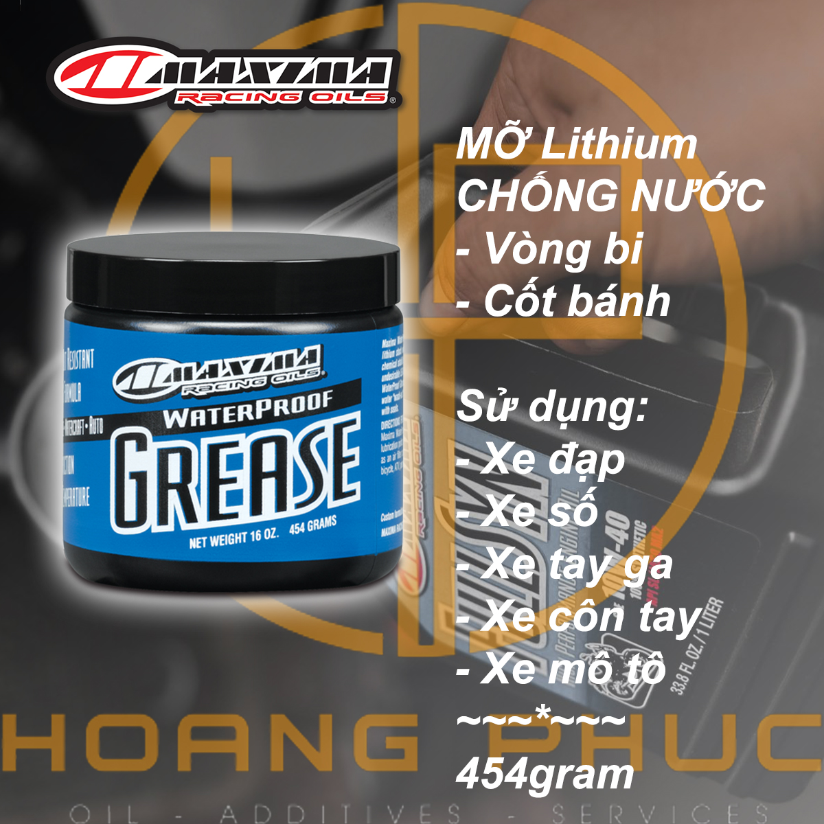Mỡ Lithium MAXIMA chống nước và chịu nhiệt độ cao 454gr