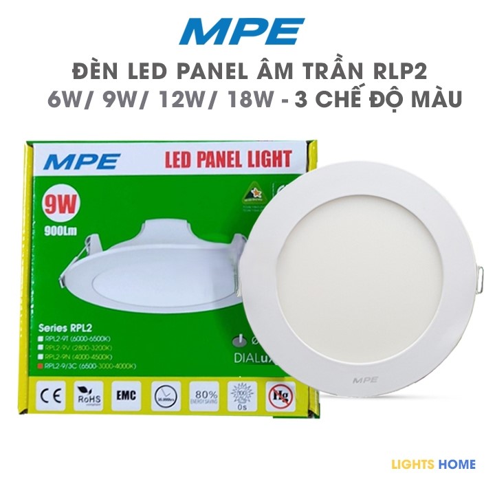 Đèn LED Âm trần MPE RPL2 - HÀNG CHÍNH HÃNG - TRẮNG/ 3 Chế độ màu