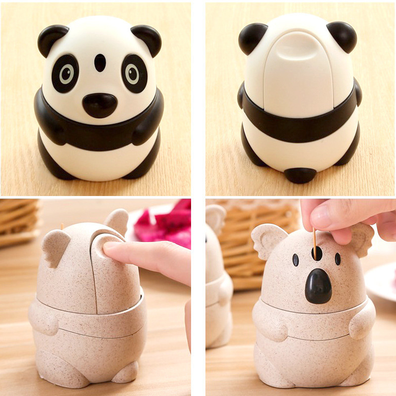Hộp tăm tự động hình gấu panda, hộp tăm lúa mạch koala