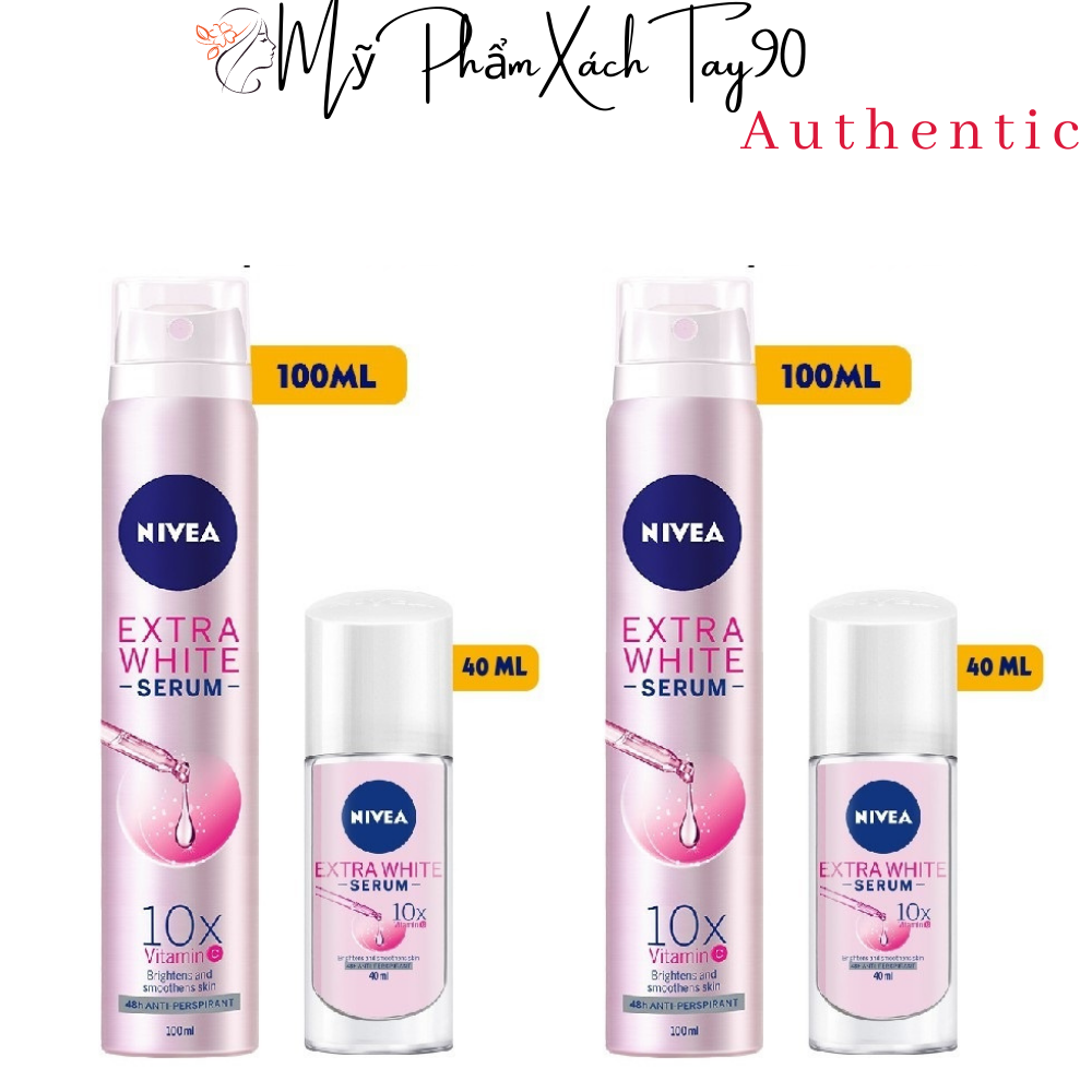 Xịt khử mùi nivea extra white serum / lăn khử mùi hôi nách nữ nivea extra white serum x10 - mỹphẩmxáchtaychínhhãng90