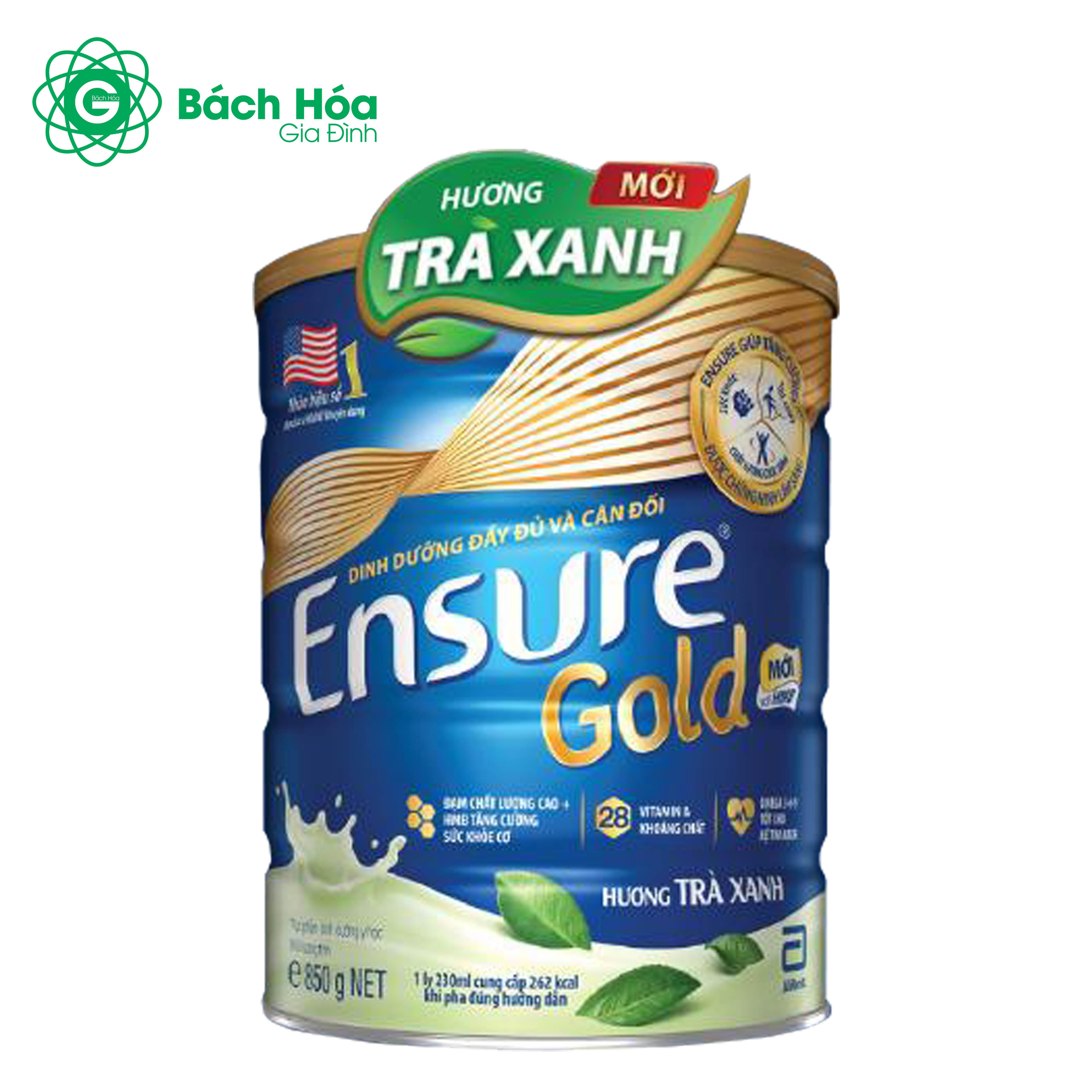 [Vị Trà Xanh] SỮA BỘT ENSURE GOLD 850G VỊ TRÀ XANH MỚI