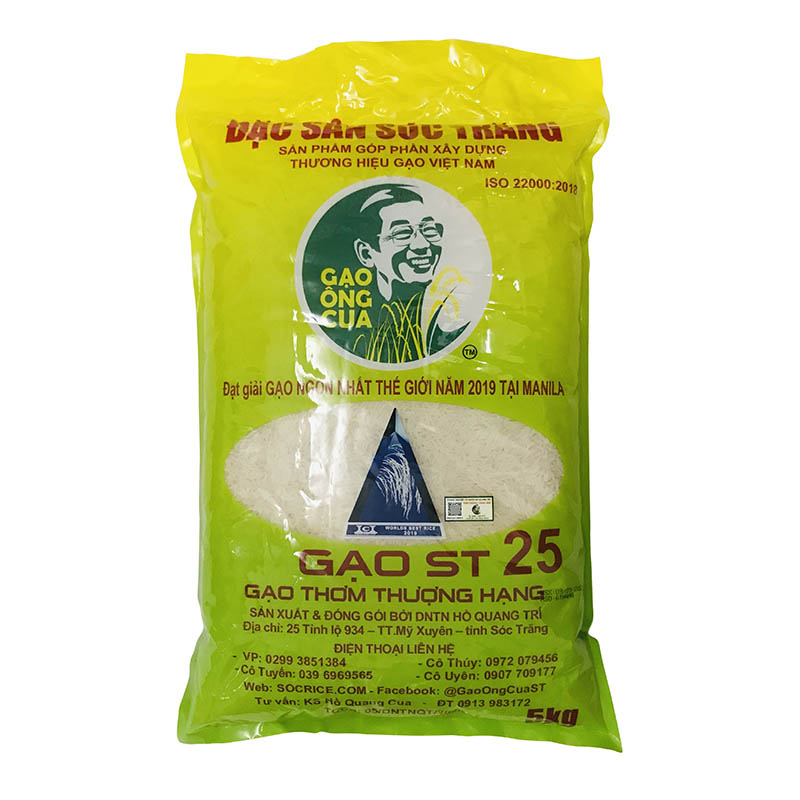 Gạo st25 sóc trăng chính hãng hồ quang cua - túi 5kg