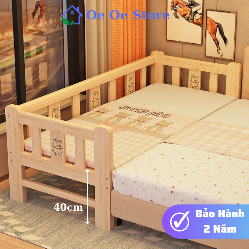 Giường cũi cho bé quây 3 và 4 mặt ghép cạnh giường bố mẹ, Giường cho bé nhiều kích thước, Giường trẻ em gỗ thông chịu lực tốt, an toàn cho sức khỏe bé, thiết kế thông minh, baby bed, baby crib. - HAPPU HOME