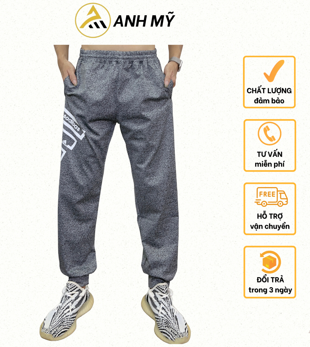 Quần jogger ống rộng ANH MỸ unisex bo chun Basic overszie nam nữ QNI-02