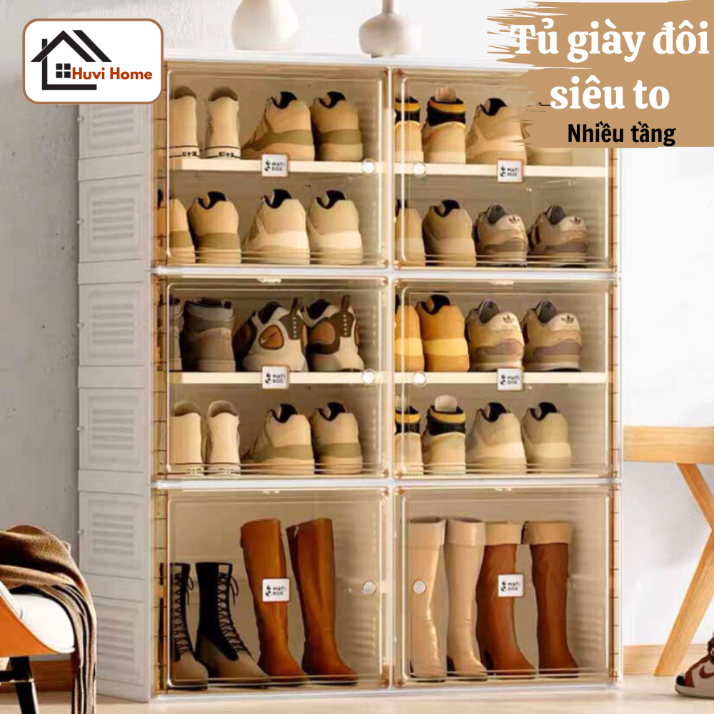 Tủ đựng giày gấp gọn AntBox cửa trong suốt, tủ đựng giày dép chất liệu nhựa ABS cao cấp, nhiều kích thước, đa năng, kiểu dáng sang trọng